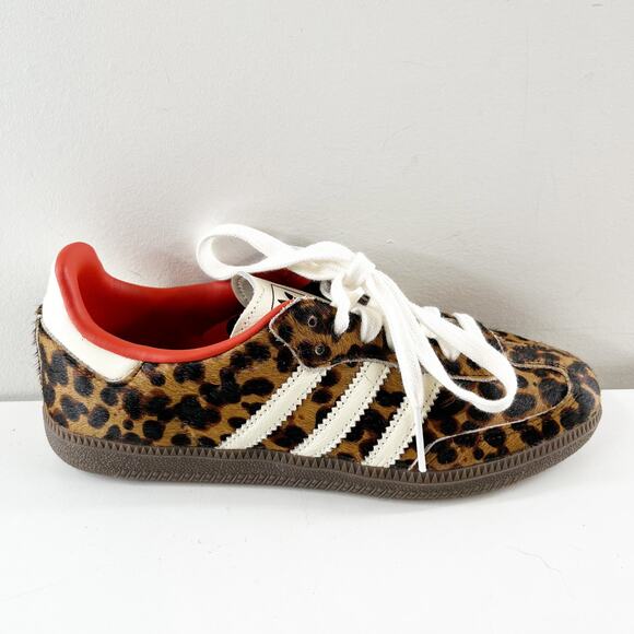 Adidas Samba OG Leopard Print Shoes Sneakers Tan Black White 7 - Picture 1 of 7